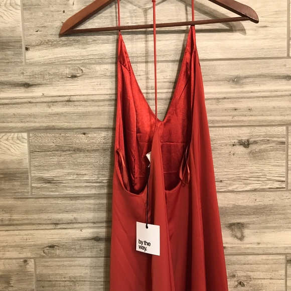 by the way Rust Red Satin Maxi Dress NWT Sz Small - Picture 3 of 8
